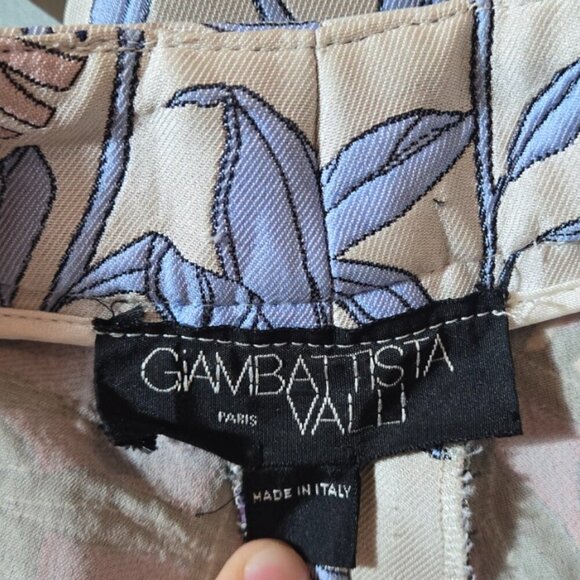 Giambattista Valli | Blue Floral Print Pant | Silk Blend Made in Italy | Size 42 - Picture 7 of 10